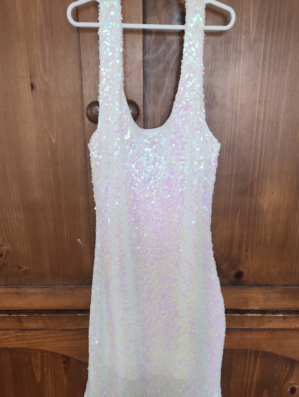 Windsor Tank Style White Dress With Multi Color Sequins